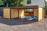 Carport en bois double avec abri et mur latéral LUNA DUO F PLUS, 7.6x5.6 m customer 1