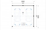 Carport en bois double LUNA DUO F, 6x6 m, avec mur en forme de L specification 1