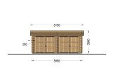 Garage en bois double à toit plat MODERN (44 mm), 6x6 m, 36 m² specification 2