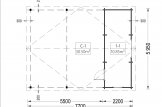 Carport en bois double 5.5x6 m avec abri (44 mm), 2x6 m specification 1