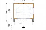 Abri de jardin en bois PIA (Isolé, ossature en bois), 5.2x4.9 m, 18 m² specification 1