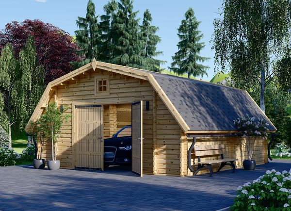 Garage bois 15,97 m² - Hauteur 270-Garages et Abris auto bois- Cour