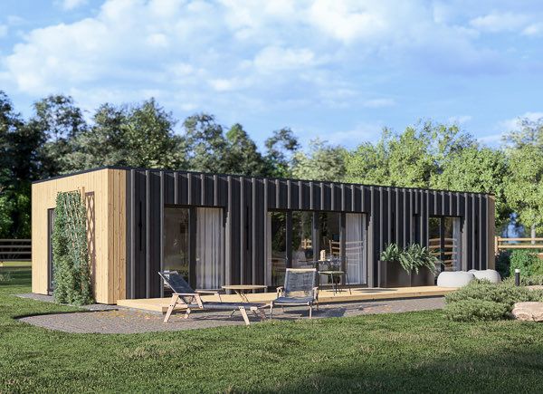 Chalet en bois habitable BELLA 1 RV (Isolé RE2020, 44 mm + bardage), 46 m² avp.ui.product_images.thumbnail 1