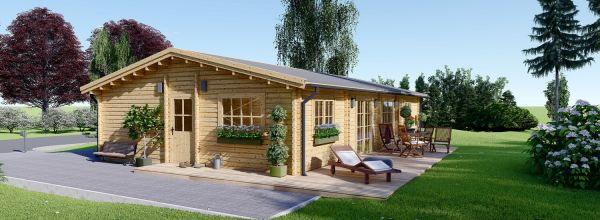 Chalet en bois habitable LIMOGES (Isolé RE2020, 44+44 mm), 103 m²