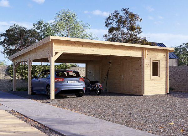 Carport en bois avec abri MODERN DUO, 5.95x7.5 m avp.ui.product_images.thumbnail 1