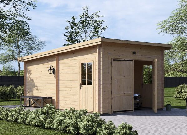 Garage en bois à toit plat MODERN S (44 mm), 3.6x5.4 m, 19.9 m² avp.ui.product_images.thumbnail 1