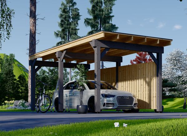 Carport en bois LUNA F, 3.2x6 m, avec mur latéral avp.ui.product_images.thumbnail 1