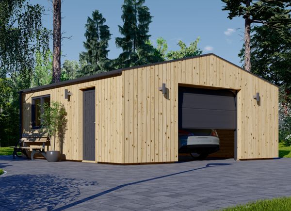 Garage en bois SILVIA (34 mm + bardage), 6x6 m, 36 m² avp.ui.product_images.thumbnail 1