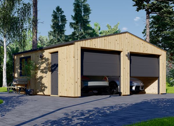 Garage en bois double SILVIA DUO (34 mm + bardage), 6x6 m, 36 m² avp.ui.product_images.thumbnail 1