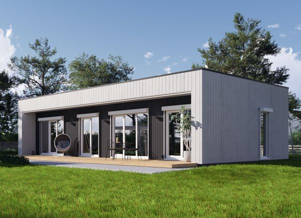 Maison préfabriquée en bois KAYA 3 PV S (44 mm + bardage), 70 m² thumbnail 1