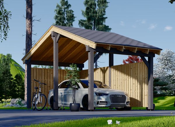 Carport en bois LUNA, 3.2x6 m, avec mur en forme de L avp.ui.product_images.thumbnail 1