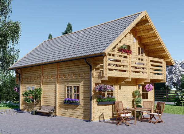 Chalet en bois LANGON (Isolé RE2020, 44+44 mm), 95 m² avp.ui.product_images.thumbnail 1