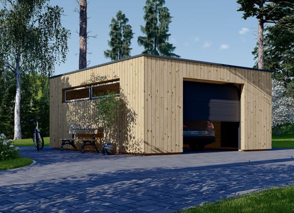 Garage bois toit plat SILVIA F (34 mm + bardage), 5x6 m, 30 m² avp.ui.product_images.thumbnail 1