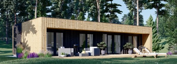 Petite maison en bois KAYA 2 (Isolé, 44 mm + bardage), 64 m²