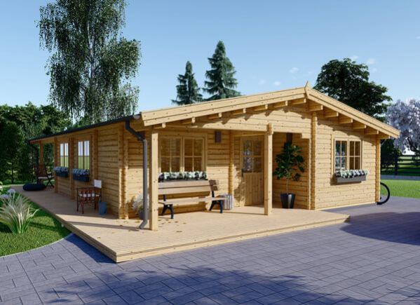 Chalet en bois LINDA (44+44 mm), 78 m² + 15 m² terrasse avp.ui.product_images.thumbnail 1