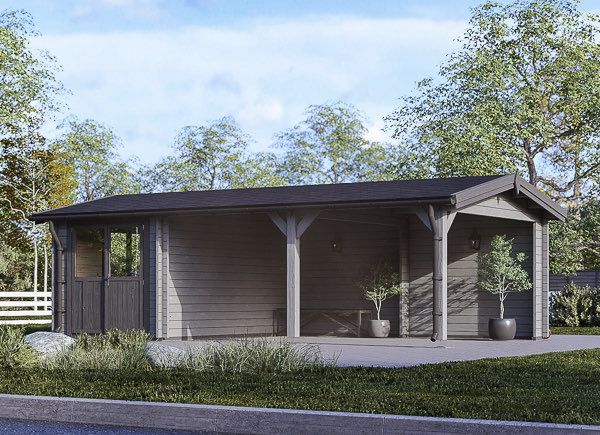 Carport en bois 4x5 m avec abri (44 mm), 4x2.5 m avp.ui.product_images.thumbnail 1