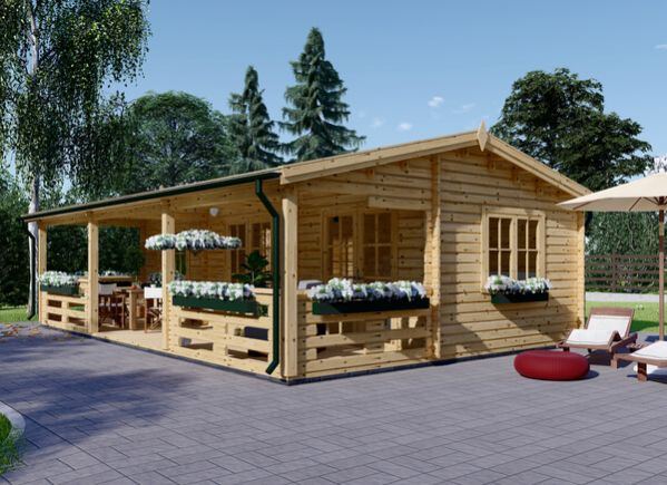 Chalet en bois avec terrasse AMELIA S (44 mm), 32 m² + 20 m² avp.ui.product_images.thumbnail 1