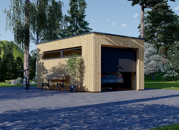 Garage en bois SILVIA F (34 mm + bardage), 3.4x5.4 m, 19.9 m² avp.ui.product_images.thumbnail 1