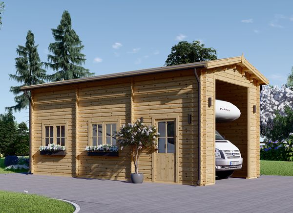 Garage en bois camping car (44 mm), 4x8 m, 32 m² avp.ui.product_images.thumbnail 1