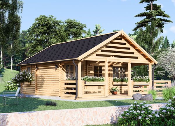 Déstockage: Chalet en bois avec mezzanine ANGERS S (44 mm), 36 m² + 19 m² terrasse avp.ui.product_images.thumbnail 1