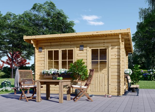 Bureau de jardin en kit moins de 20m2 avec auvent terrasse