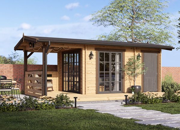 Abri de jardin en bois LILI avec abri (34 mm), 6x3 m, 11 m² avp.ui.product_images.thumbnail 1