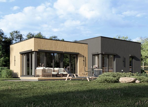 Chalet en bois habitable MALLY RV (Isolé RE2020, 44 mm + bardage), 70 m² avp.ui.product_images.thumbnail 1