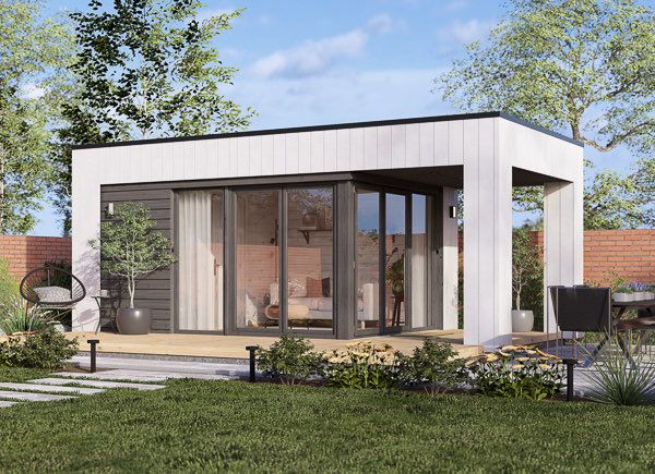 Abri de jardin en bois INES PLUS avec terrasse (Isolé RE2020, 34 mm + bardage), 6x3 m, 18 m² avp.ui.product_images.thumbnail 1