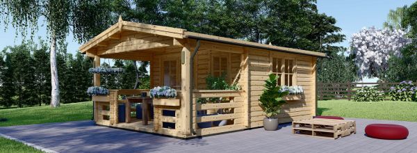 Abri de jardin en bois SHANON (34 mm), 4x5.75 m, 16 m² + 7 m² terrasse