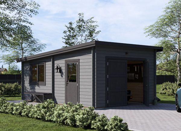 Garage en bois à toit plat MODERN (44 mm), 4x6 m, 24 m² avp.ui.product_images.thumbnail 1