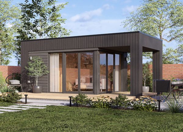 Abri de jardin en bois INES PLUS avec terrasse (Isolé RE2020, 34 mm + bardage), 6x3 m, 18 m² avp.ui.product_images.thumbnail 1