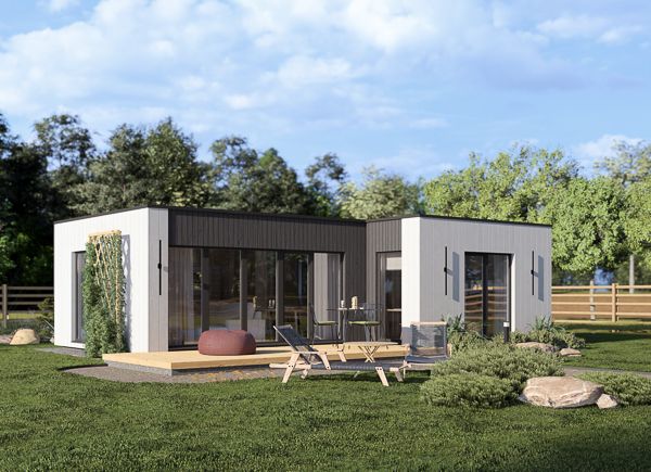 Maison préfabriquée en bois LUCIA 1 PV (Isolé RE2020, 44 mm + bardage), 40 m² avp.ui.product_images.thumbnail 1