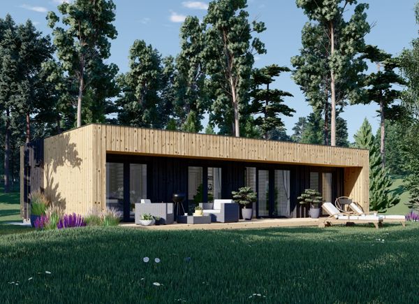 Chalet de jardin habitable Virginie 24m2 + Mezz. , HLL en 70 mm en kit