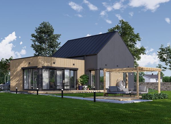 Maison préfabriquée en bois MIRABEL PV (Isolé RE2020, 44 mm + bardage), 70 m² avp.ui.product_images.thumbnail 1