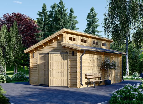 Garage en bois TWIN (44 mm), 4x6 m, 24 m² avp.ui.product_images.thumbnail 1