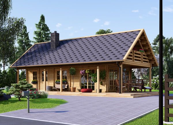 Chalet en bois avec terrasse AURA S (66 mm), 100 m² + 35 m² avp.ui.product_images.thumbnail 1