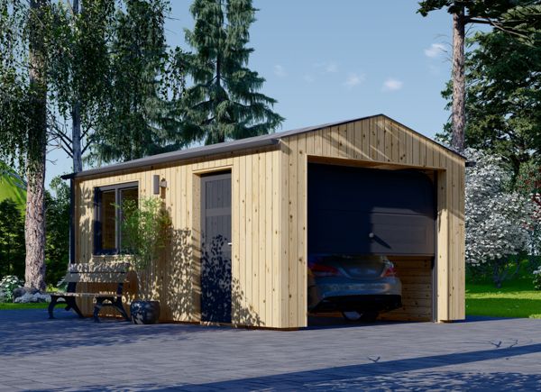 Garage en bois SILVIA (34 mm + bardage), 3.2x5.2 m, 16.6 m² avp.ui.product_images.thumbnail 1