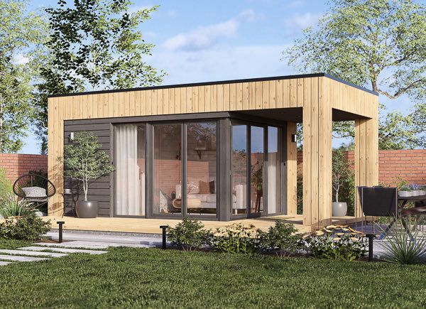 Abri de jardin en bois INES PLUS avec terrasse (34 mm + bardage), 6x3 m, 18 m² avp.ui.product_images.thumbnail 1