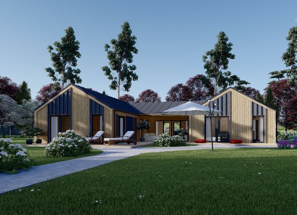 Maison en bois habitable SCARLET (Isolé RE2020, 44 mm + bardage), 139 m² avp.ui.product_images.thumbnail 1