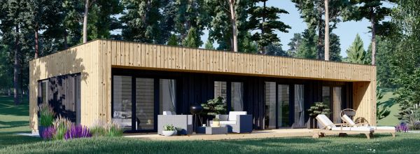Petite maison en bois KAYA 3 (Isolé, 44 mm + bardage), 70 m²