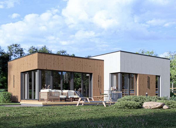 Maison préfabriquée en bois MALLY PV (Isolé RE2020, 44 mm + bardage), 70 m² avp.ui.product_images.thumbnail 1