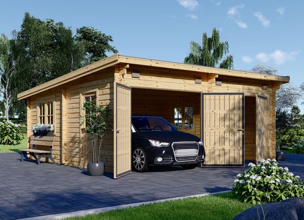 garages en bois a toit plat simple double 15 20 30 40 50 m