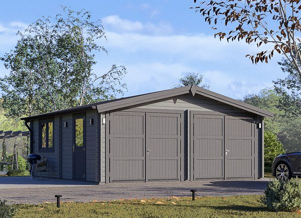 Garage en bois double CLASSIC DUO (44 mm), 6x6 m, 36 m² avp.ui.product_images.thumbnail 1