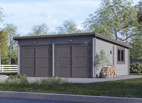 Garage en bois double à toit plat MODERN (44 mm), 6x6 m, 36 m² avp.ui.product_images.thumbnail 1