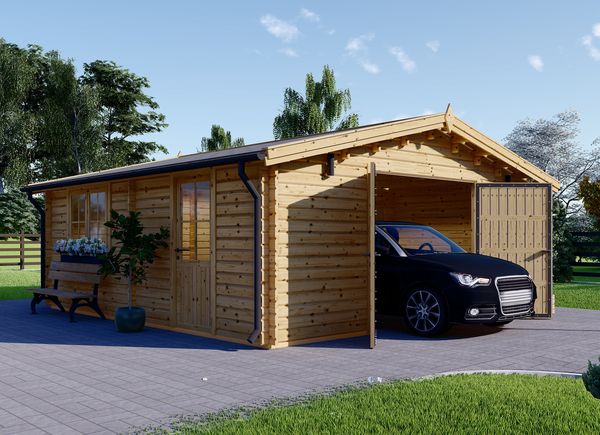 Garage en bois CLASSIC (44 mm), 6x6 m, 36 m² avp.ui.product_images.thumbnail 1