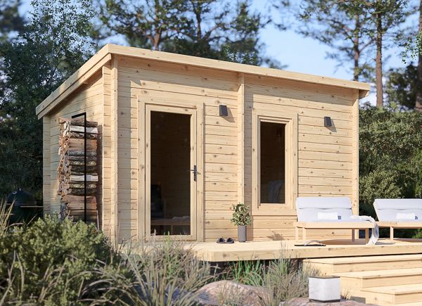 Sauna en bois VIGOR 2 avec vestiaire (madriers massifs) – 4,5×2,5 m, 9,15 m² avp.ui.product_images.thumbnail 1