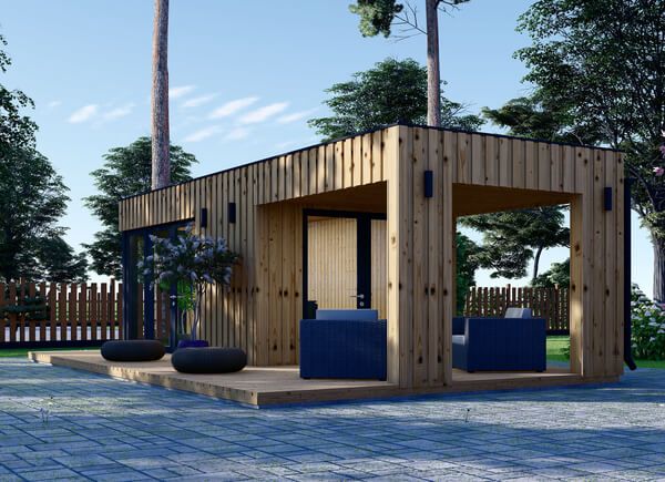 Bureau de jardin avec auvent PREMIUM (Isolé RE2020, SIPS), 5x3 m, 15 m² + 9 m² avp.ui.product_images.thumbnail 1