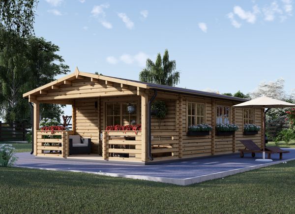 Chalet en bois avec terrasse HYMER (44 mm), 42 m² + 10 m² avp.ui.product_images.thumbnail 1