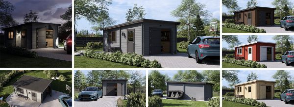 Garage en bois à toit plat MODERN (44 mm), 4x6 m, 24 m²
