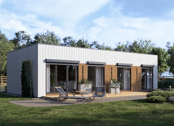 Maison préfabriquée en bois BELLA 2 PV (Isolé RE2020, 44 mm + bardage), 60 m² avp.ui.product_images.thumbnail 1